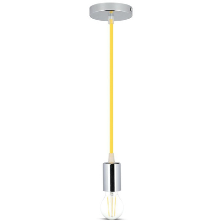 Lampa Wisząca Oprawa E27 Chromowy klosz z żółtym kablem VT-7338 V-TAC