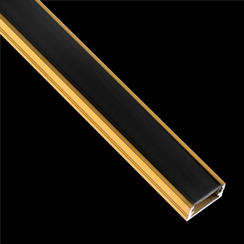 Profil Aluminiowy natynkowy MINI do taśm LED nawierzchniowy, nakładany 1m Złoty + Czarny Klosz