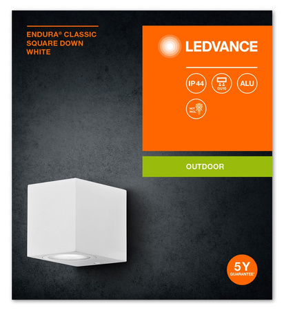 Lampa Ogrodowa Zewnętrzna Kinkiet Elewacyjny LED GU10 IP44 IK04 Biały Endura Ledvance