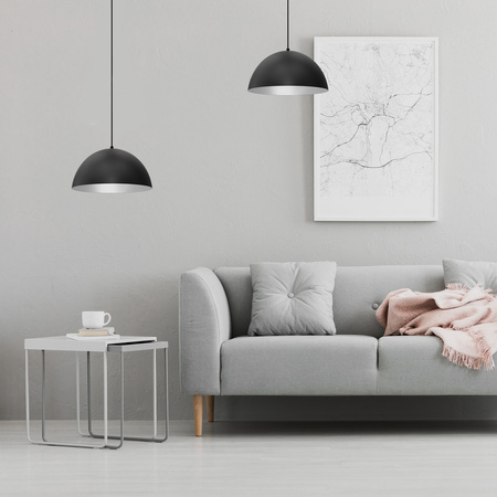 Lampa Wisząca Sufitowa BETA Czarna Biała 1xE27 35cm Milagro