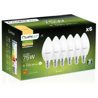 Zestaw 6x Żarówka LED ŚWIECA B35 E14 10W = 75W 990lm 3000K Ciepła 180° LUMILED