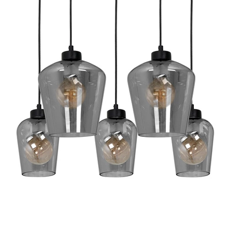 Lampa wisząca SANTIAGO 5xE27 Klosz Przydymione Szkło MLP6616 Metal + Szkło