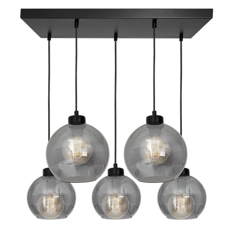 Lampa wisząca SOFIA 5xE27 MLP6591 Przydymiony Klosz Kula Milagro Metal + Szkło