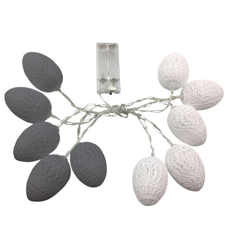 Girlanda świetlna Lampki LED na baterie Bawełniane jajka wielkanocne Biały szary 10x LED MILAGRO EKD4918