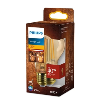 Żarówka LED E27 A60 7W = 40W 470lm 1800K Ciepła Filament Bursztynowa PHILIPS