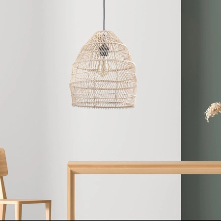 Lampa Sufitowa Wisząca Zwis E27 Beżowy Czarna Sakura Sanico Goldlux