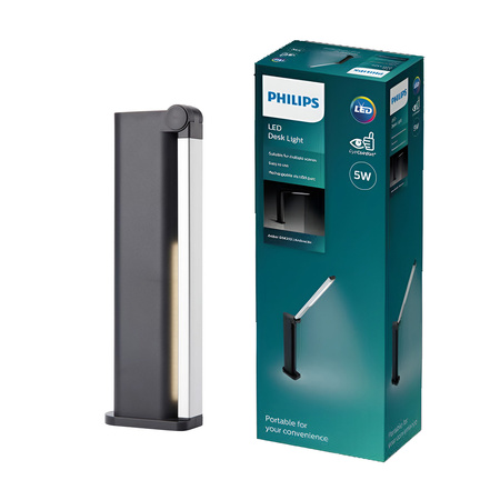 Lampka Biurkowa LED 5W 120lm 4000K USB Szara Amber Philips