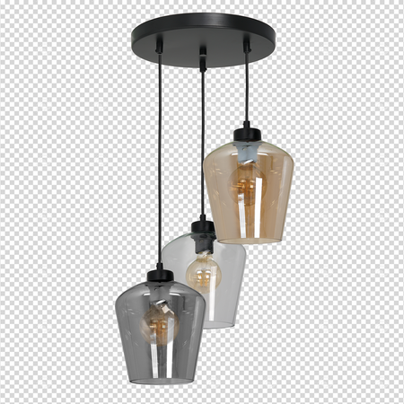 Lampa wisząca SANTIAGO MIX 3xE27 Klosz Transparentny Przydymiony Bursztynowy MLP6614 Metal + Szkło