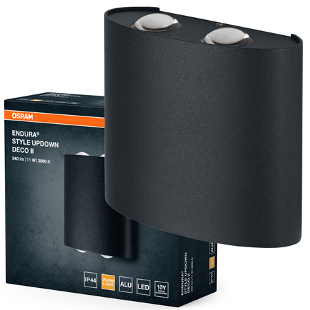 Kinkiet Ogrodowy Lampa Elewacyjna Zewnętrzna LED 10.5W 550lm 3000K Ciepła Szary IP44 Endura Osram