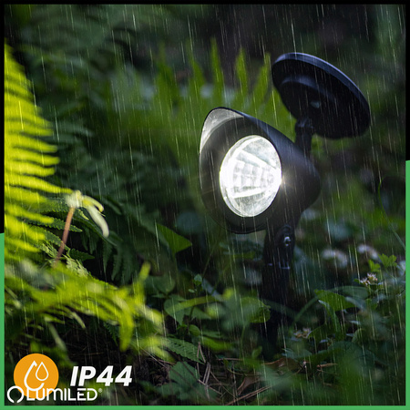 3x Lampa Ogrodowa LED Solarna Wbijana Czarna Kierunkowa OGA Reflektor IP44 6500K LUMILED