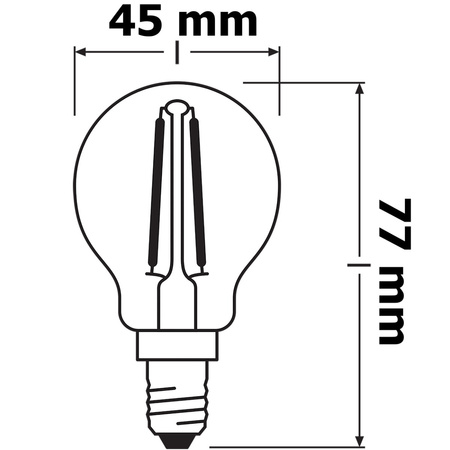 Żarówka LED P45 Kulka E14 2.8W = 25W 250lm 2700K Ciepła 320° Ściemnialna Retrofit Filament CLASSIC Osram