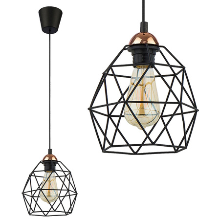 Lampa Sufitowa Wisząca GALAXY Zwis Czarno-Miedziana Industrialna E27 1638 TK Lighting