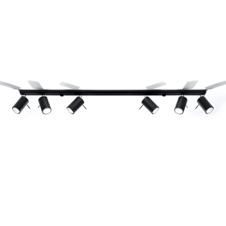 Lampa Sufitowa Oprawa Natynkowa SPOT TUBA Reflektor 6x GU10 Ruchoma Tubularna Czarna Nowoczesna Ring Sollux