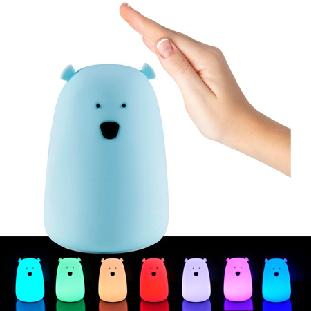 Lampka dekoracyjna nocna LED RGB z akumulatorem MIŚ Niebieski GOLDLUX (Polux)