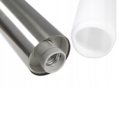 Lampa Ogrodowa Zewnętrzna E27 SREBRNY SŁUPEK 65cm z Gniazdem 230V