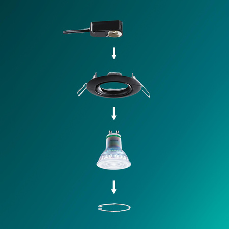 Oprawa Podtynkowa Wpuszczana LED GU10 Ruchoma Aluminiowa Okrągła Czarna Peridot Philips