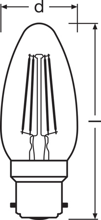 3x Żarówka LED B35 Świeczka B22d 4W = 40W 470lm 2700K Ciepła 300° BASE Osram