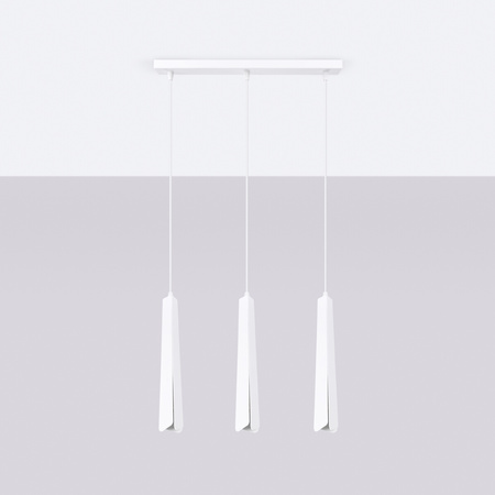Lampa Sufitowa Wisząca Zwis 3x G9 Żyrandol Tubularna Biała Skandynawska Prysm Sollux