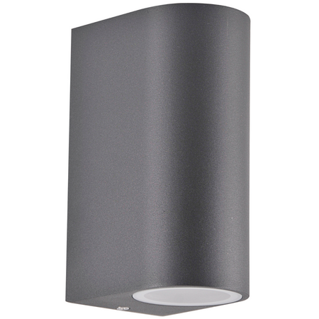 Kinkiet ogrodowy zewnętrzny góra dół na LED 2x GU10 BOSTON GOLDLUX (Polux) ALUMINIUM SZARY owalny