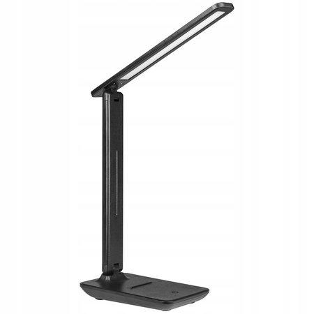 Lampka Biurkowa Stołowa Regulowana LED 5W 400lm 3000-4000-6500K CCT Akumulatorowa Szkolna Nocna Ściemnialna Włącznik On/Off Czarna Kivo Masterled