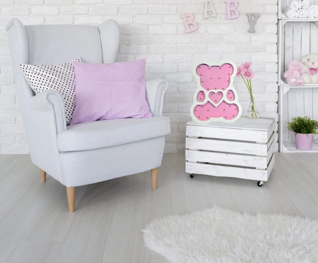 Lampka drewniana nocna dekoracyjna MIŚ RÓŻOWY LED ciepła GOLDLUX (Polux) lampka dla dzieci