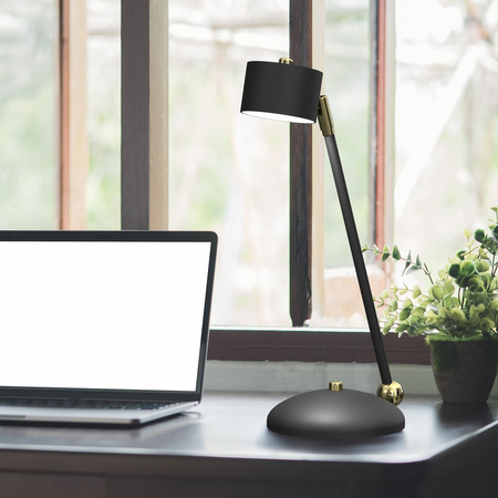 Lampka Biurkowa Stołowa LED ARENA Czarna Złota 1xGX53 Milagro