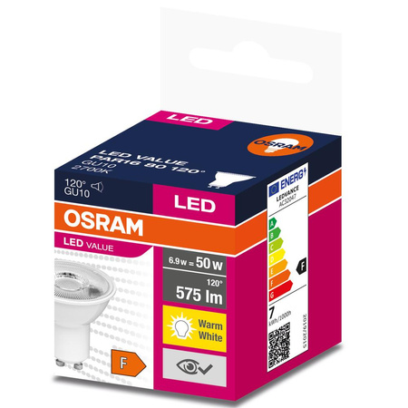 Żarówka LED PAR16 Reflektor GU10 6.9W = 50W 575lm 2700K Ciepła 120° VALUE Osram