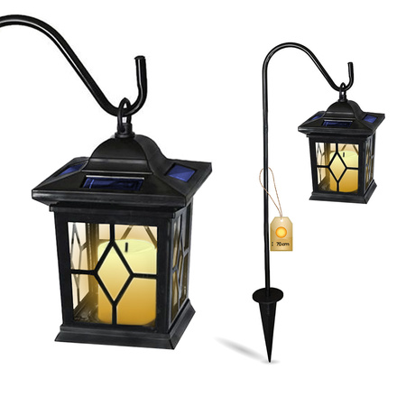 Lampa Solarna Ogrodowa LED Wbijana Ozdobna Latarenka Lampion Płomień Efekt Ognia