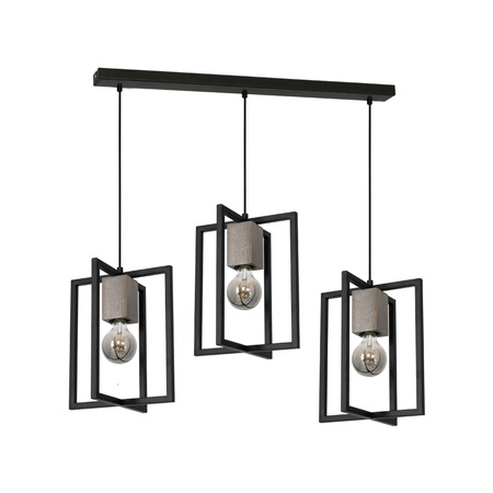 Lampa wisząca Industrialna sufitowa Ralph 3x E27 Czarna Metal + drewno Milagro