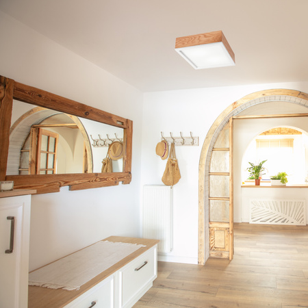 Plafon LED Lampa Sufitowa SANTIAGO 2xE27 Kwadratowa Dębowa LD-PD-9.4 Lamkur