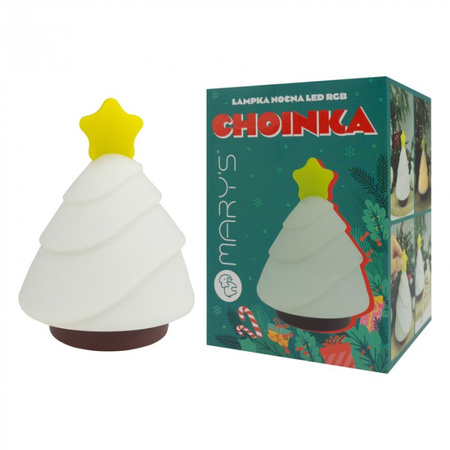 Lampka Nocna Dziecięca LED 2.5W 3000-6000K Ciepła i Zimna + Wielokolorowa RGB Akumulatorowa 1200mAh Biała CHOINKA MARY'S