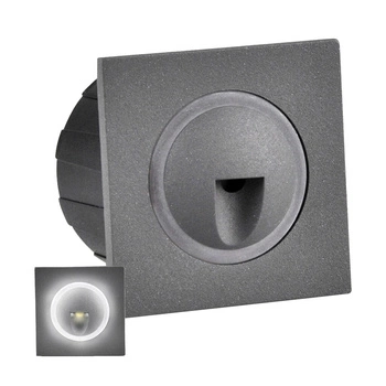 Lampa oprawa schodowa podtynkowa LED 3W 20lm IP44 4000K grafit kwadrat Q3 GOLDLUX (Polux)