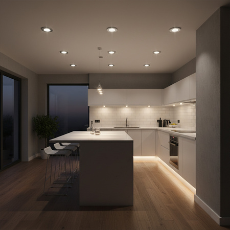 Oprawa sufitowa podtynkowa SUN OLAL srebrny piaskowany alu GOLDLUX (Polux) + LED GU10 3,5W