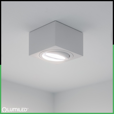 Oprawa Natynkowa HALOGENOWA Spot Tuba Ruchoma Kwadratowa Biała 50mm AMAT-S LUMILED