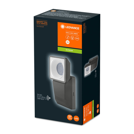 Naświetlacz LED Reflektor Zewnętrzny Lampa 8W 750lm 4000K IP55 Szary Z Czujnikiem Ruchu i Zmierzchu Endura Ledvance