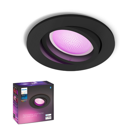 Oprawa Podtynkowa Wpuszczana LED Centura 5,7W CCT RGB Okrągła Ruchoma Czarna PHILIPS HUE Bluetooth