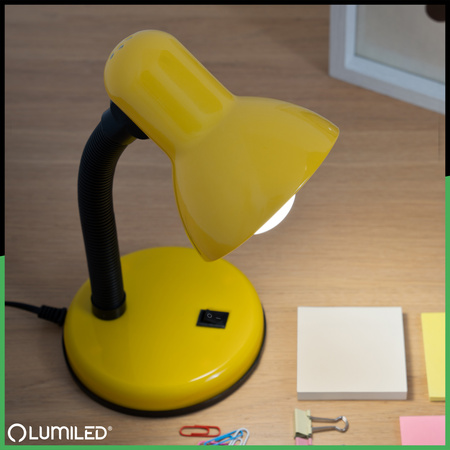 Lampka Biurkowa Stołowa Regulowana SARA Szkolna Nocna E27 Żółta LUMILED