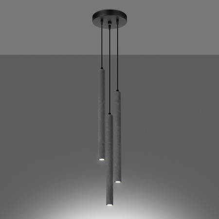 Lampa Sufitowa Wisząca Zwis 3x G9 Żyrandol Tubularna Szara Nowoczesna Pastelo Sollux