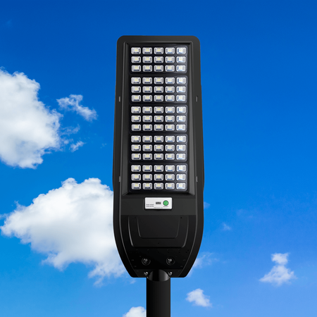 Lampa Oprawa Uliczna Solarna VIA LED IP65 200W 6000K Czarna Czujnik Ruchu i Zmierzchu + Pilot Eko-Light