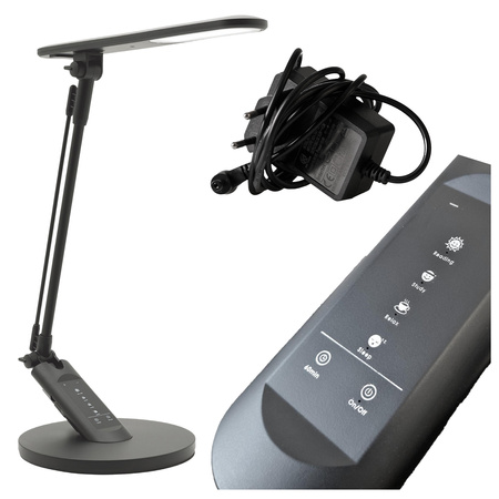 Lampka Biurkowa LED Stołowa 7W 400lm CCT 120° Czarna Ściemnialna Optimum Sanico Goldlux