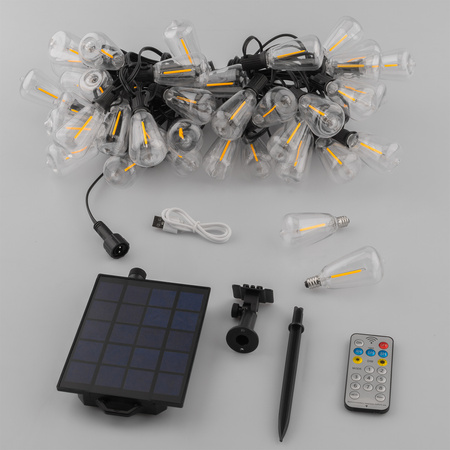 ZESTAW Girlanda Solarna PYRIS 40x LED 2700K 14,5m PILOT + Adapter Sieciowy 8W LUMILED