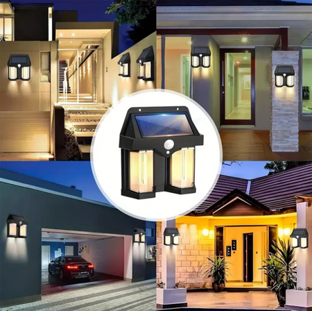 Lampa Solarna LED Elewacyjna Naświetlacz Czujnik Zmierzchu Czarna