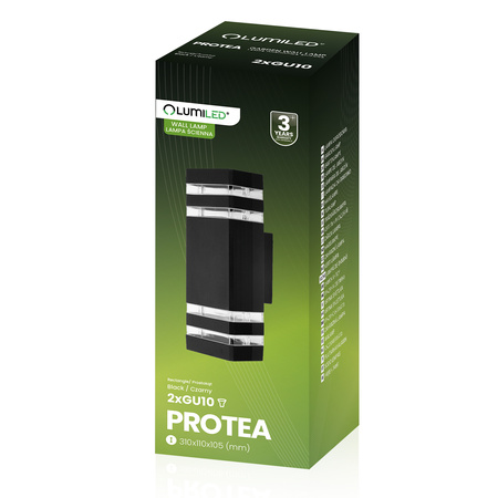 Lampa Ogrodowa Kinkiet Elewacyjny góra dół GU10 Czarny PROTEA LUMILED