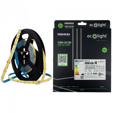 Taśma LED Pasek COB 7W/m 805lm/m 320LED/m 24V 4000K Neutralna IP67 Rolka 5m Ecolight