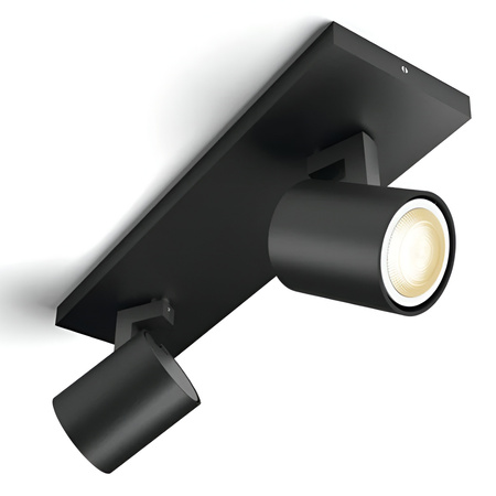 Lampa sufitowa Reflektor LED Spot Runner Czarny 2x4.2W CCT PHILIPS HUE Bluetooth Zigbee + Przełącznik Dimmer Switch