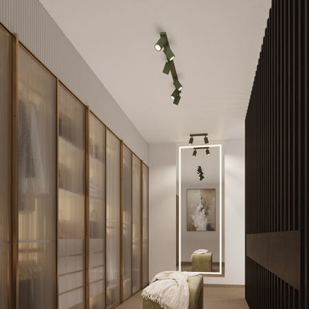 Lampa Sufitowa Reflektor Tuba Spot 4x GU10 Oliwkowa Karbon Deep Space SL.1621 Sollux