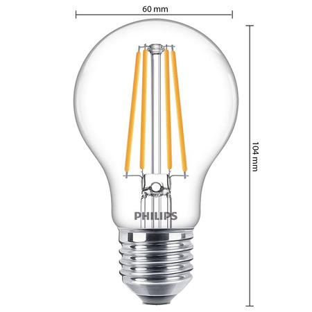 Żarówka LED E27 A60 8.5W = 75W 1055lm 2700K Ciepła Filament PHILIPS