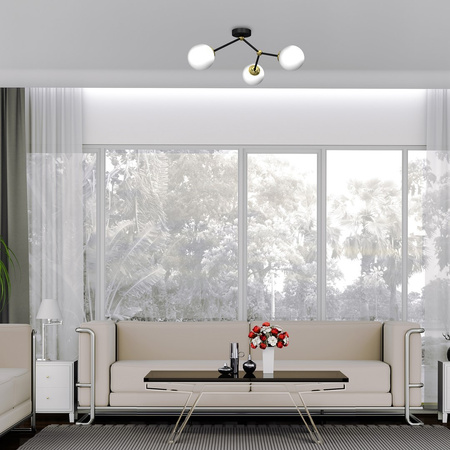 Lampa Sufitowa JOY Czarna Złota 3xE14 Milagro