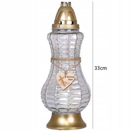 6x Znicz Szklany Kochanej Babci na Grób 40h na Wkład Całoroczny 33cm