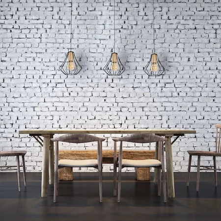 Lampa wisząca sufitowa WILL 3x E27 LOFT Czarna Metal + drewno Milagro